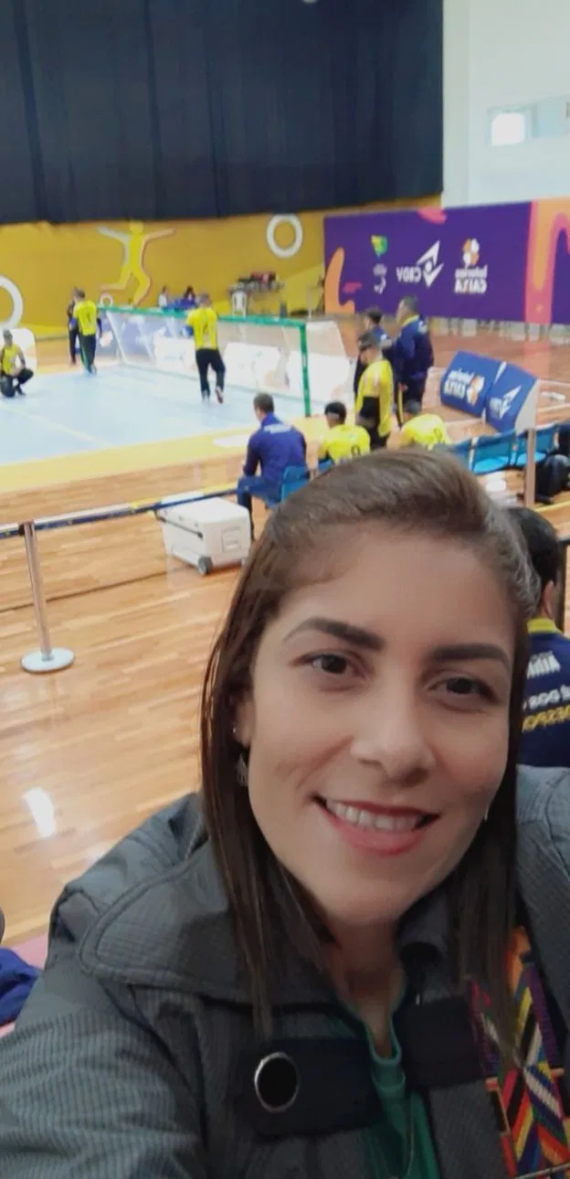 Selfie em arena esportiva durante competição